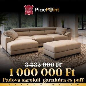 Prémium Nubuk Bőr Sarokülőgarnitúra Puffal – PADOVA